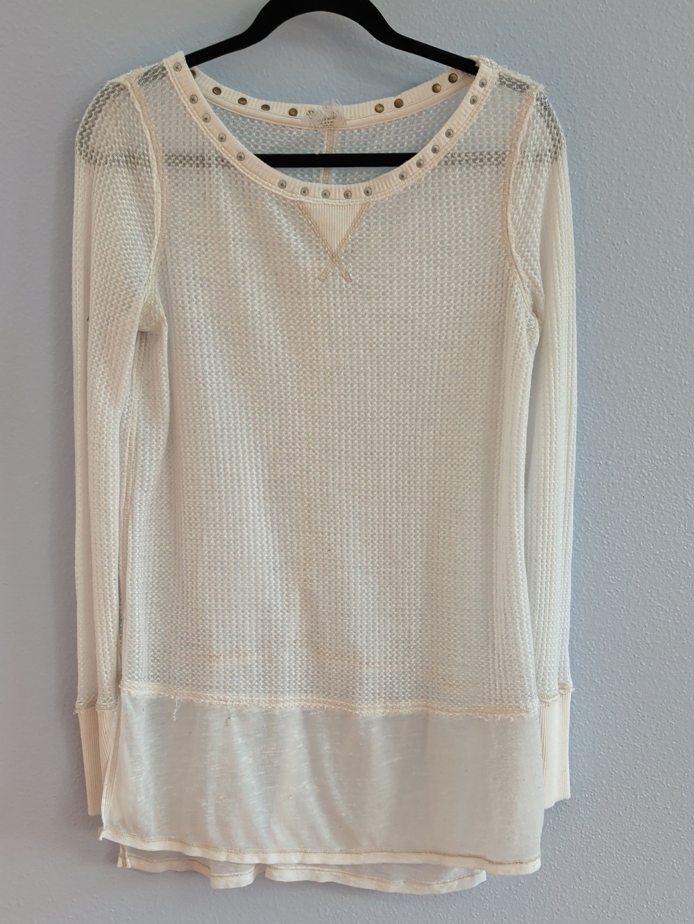 Free People Star Thermal Sheer Cream Layered Knit Long-Sleeve Top